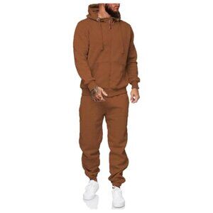 Stylish Men's Athletic Tracksuit Brown 2-Piece Jogging Set